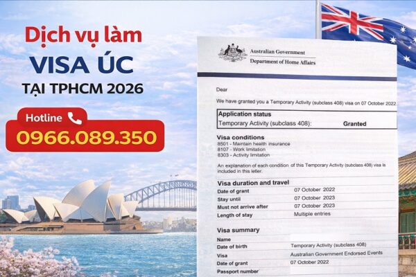 Dịch vụ làm visa Úc tại TPHCM 2026 trọn gói