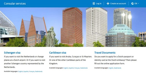 Cổng thông tin trực tuyến dành cho các dịch vụ lãnh sự tại Bộ Ngoại giao Hà Lan.