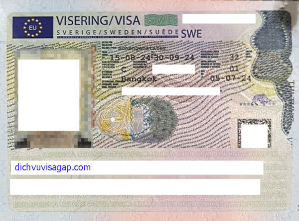 Visa Thụy Điển dán vào hộ chiếu