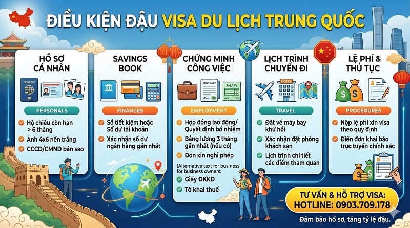 Điều kiện đậu visa du lịch Trung Quốc mới nhất