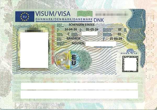 Visa Đan Mạch dán vào hộ chiếu