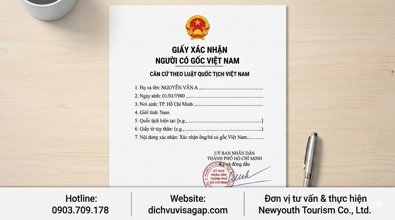 Giấy tờ xác nhận người có gốc Việt Nam