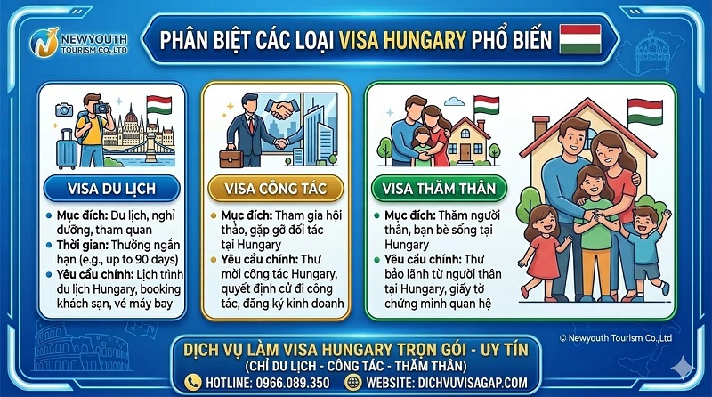 Phân biệt các loại visa Hungary phổ biến: Du lịch – Công tác – Thăm thân