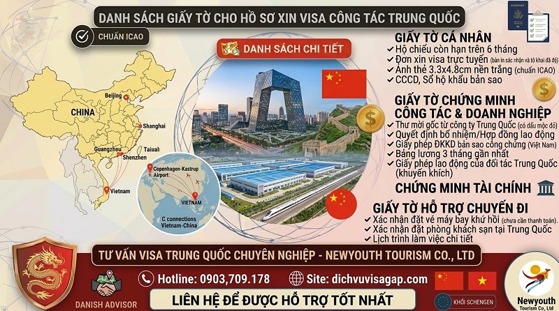Hồ sơ xin visa công tác Trung Quốc